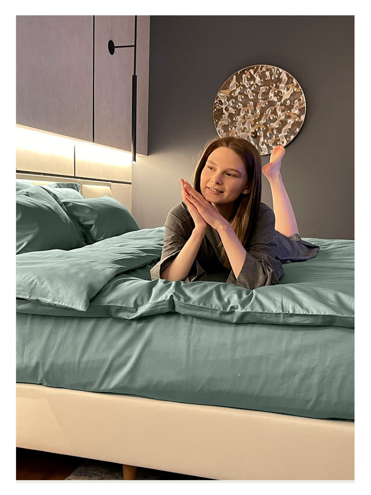 Комплект постельного белья Евро комплект Minimalism Satin Mint