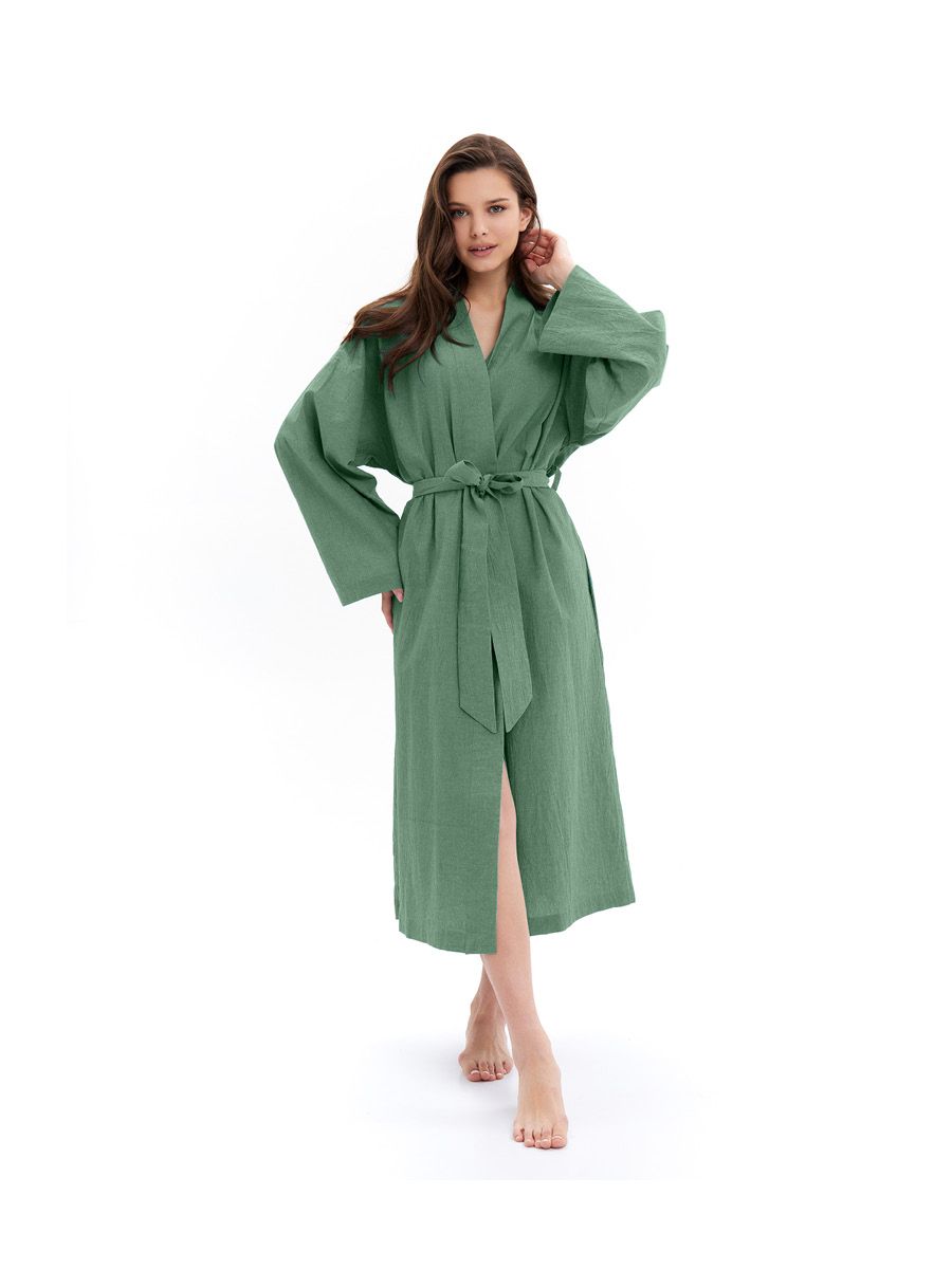 Банный Женский халат из хлопка Green melange