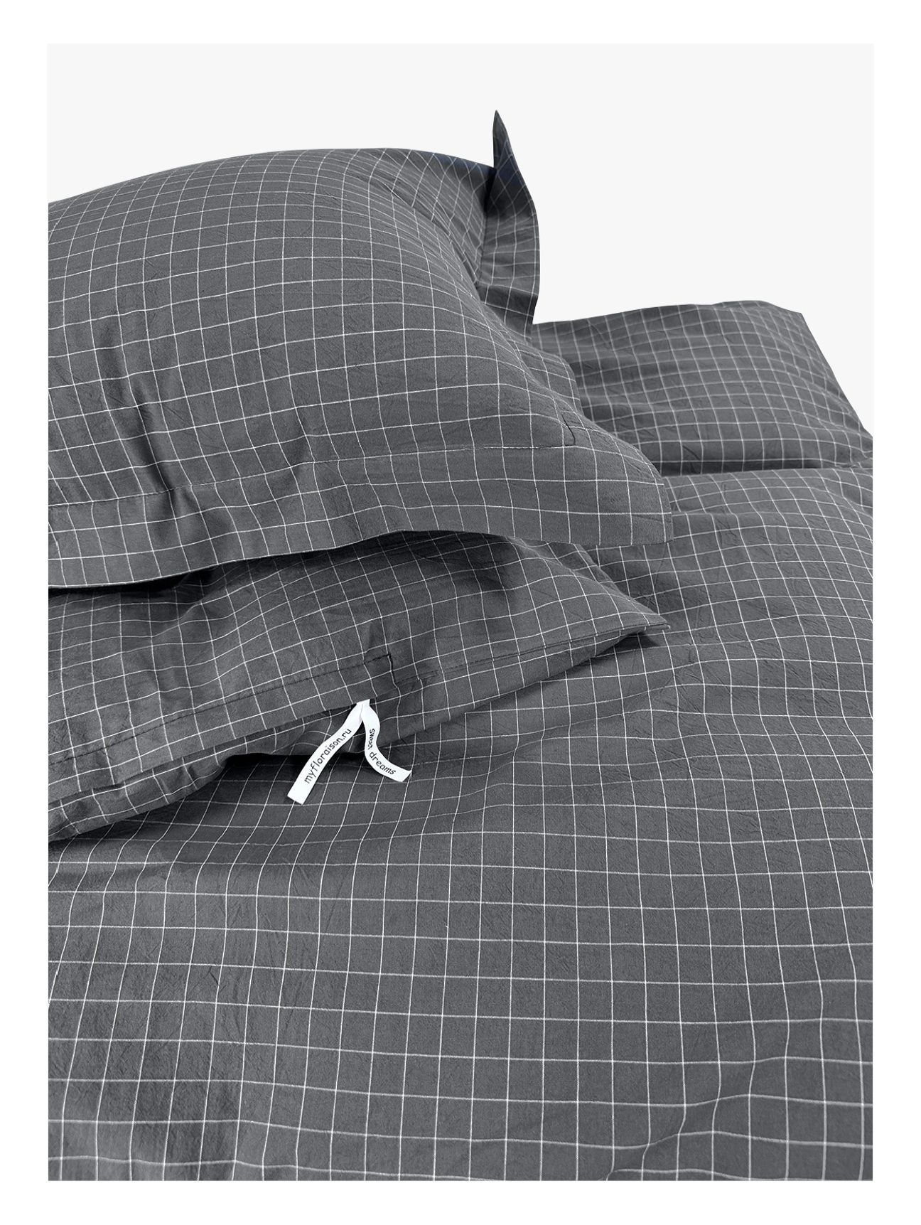 Комплект постельного белья Семейный комплект Loft Dark Grey Cell