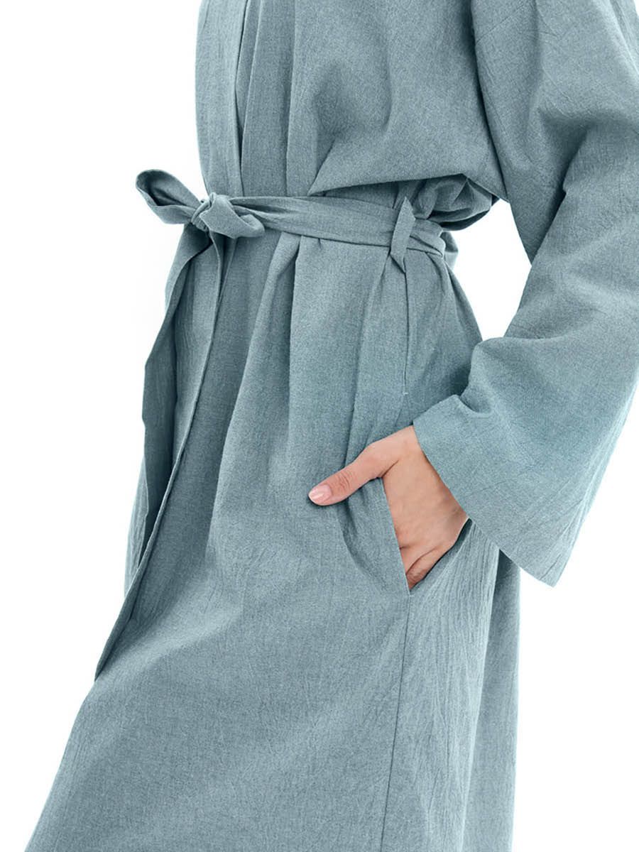 Банный Женский халат из хлопка Blue melange