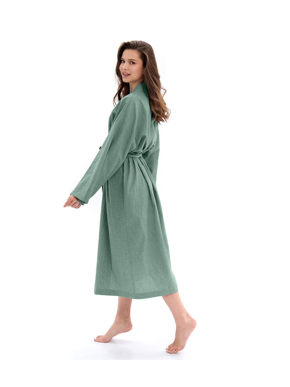 Банный Халат женский из хлопка Light-green melange