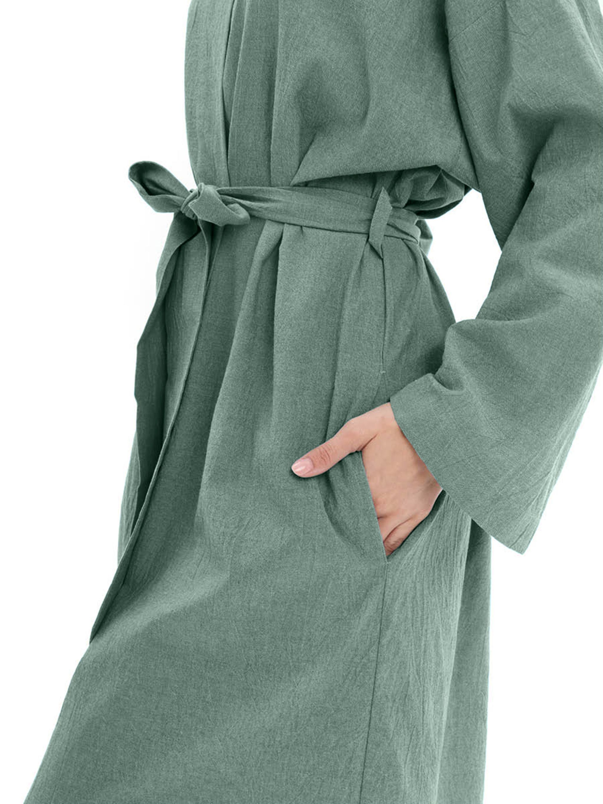 Банный Халат женский из хлопка Light-green melange