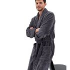 картинка Халат мужской велюровый Solo Graphite магазин Одежда+ являющийся официальным дистрибьютором в России 