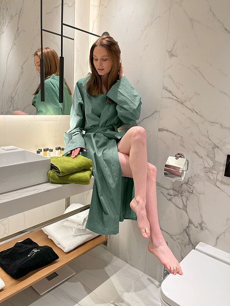 Халат женский из хлопка Light-green melange