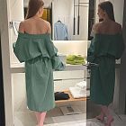 картинка Халат женский из хлопка Light-green melange магазин Одежда+ являющийся официальным дистрибьютором в России 