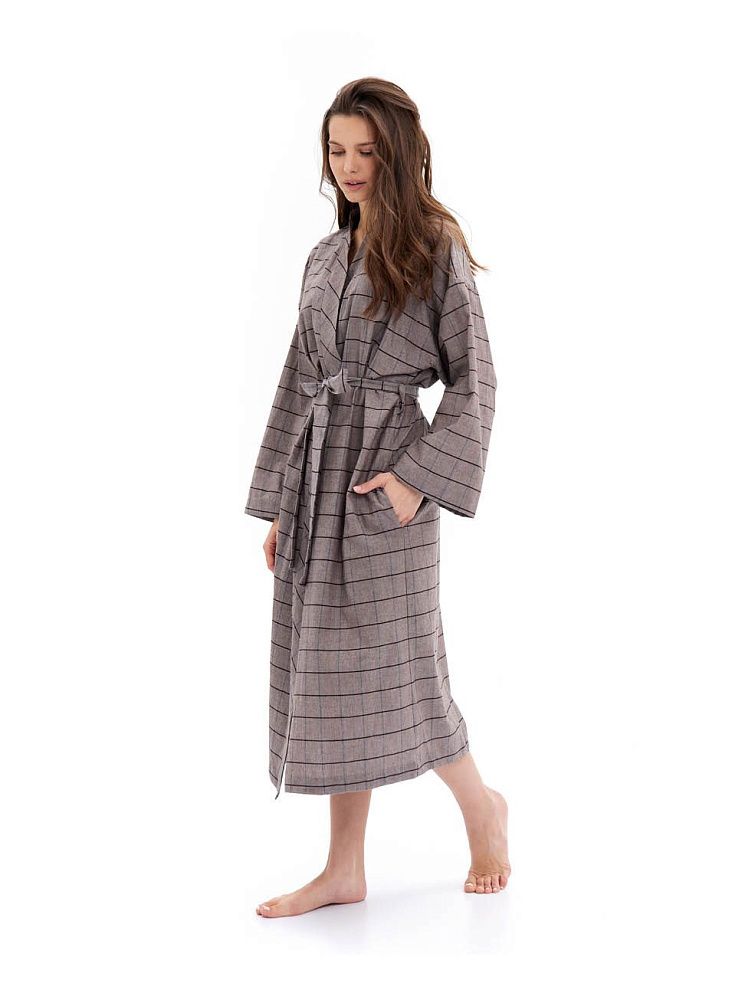 картинка Женский халат из хлопка Browny Cell магазин Одежда+ являющийся официальным дистрибьютором в России 