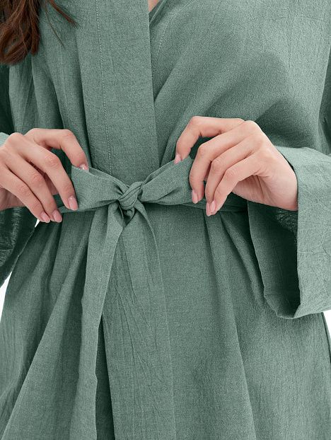 Халат женский из хлопка Light-green melange